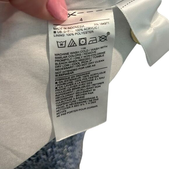 Janie and Jack Girls’ Blue & White Tweed Puff Sleeve Button-Up Jacket - Picture 3 of 7